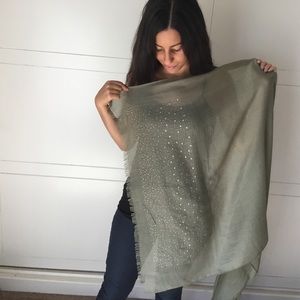 Forest green star embellished scarf